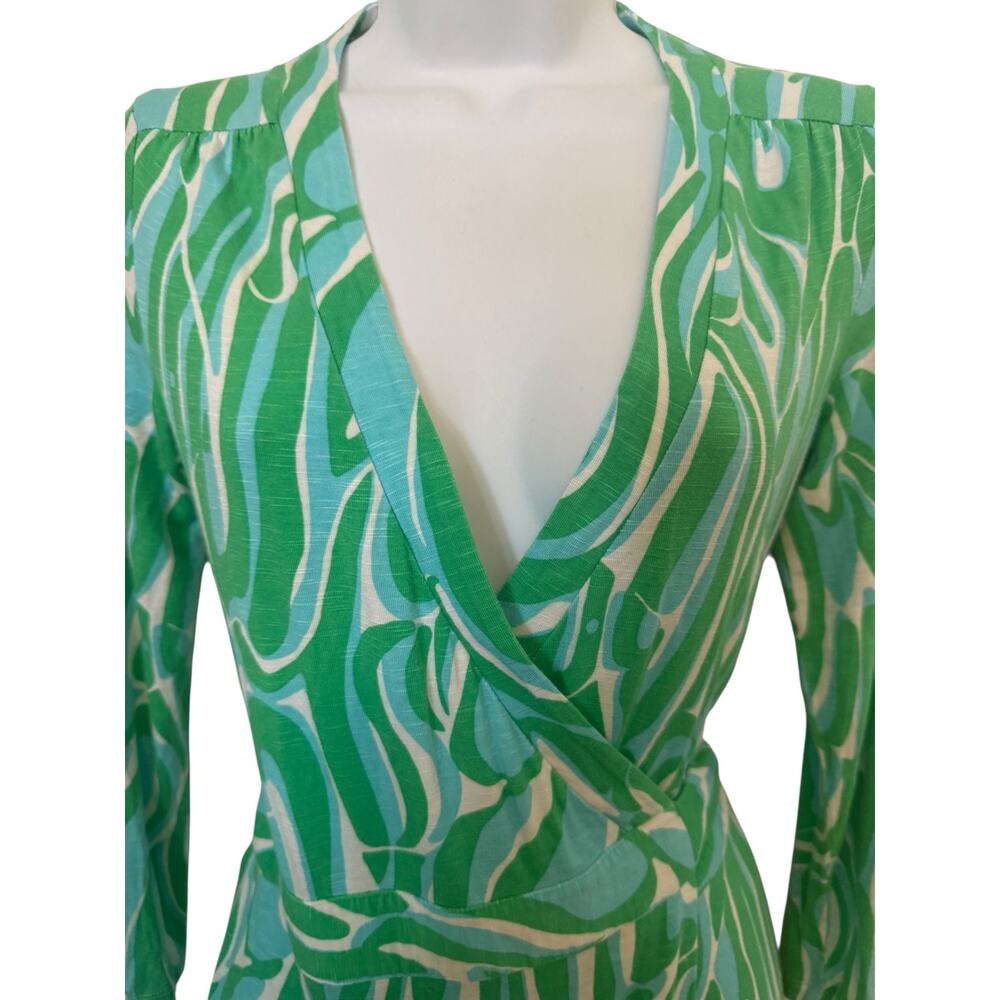 Lilly Pulitzer Green/Blue/White Wrap Dress XS - Picture 6 of 12